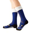 thumbnail image 3 of Animal Print Non-Slip Floor Socks for Adults,Plush Fleece Lined Winter Grip Socks,Thermal Anti-Skid House Socks with Animal Designs,Cozy Indoor Outdoor Slip-Resistant Socks for Women and Men - Blue, 3 of 5