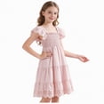 thumbnail image 5 of HCNTES Baby Girls Toddler Kids Summer Dress Ruffle Trim Casual Beach Dress for Little Children Big Kids 6-12M 2T 3T 4T 5T 6T 7T 8T 9T 10T 11T 12T(6-7 Years,D01-Light Pink), 5 of 7