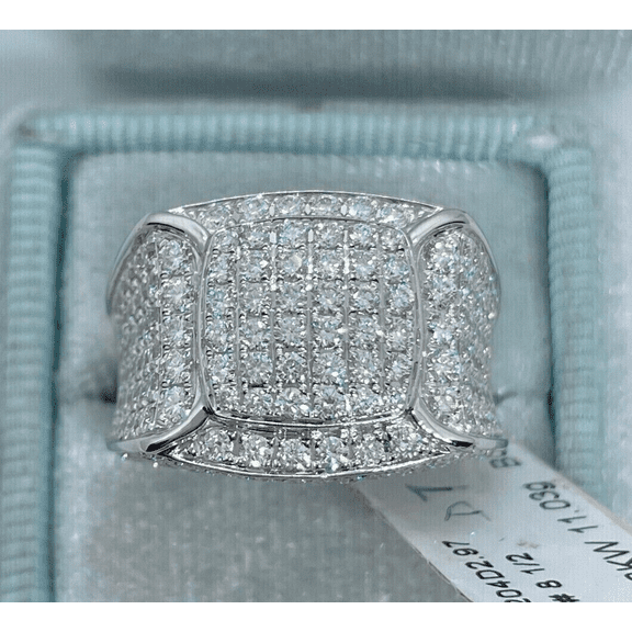 Forever Jewels 5Ct Round Cut Moissanite Men Cluster Ring 14K White Gold Plated