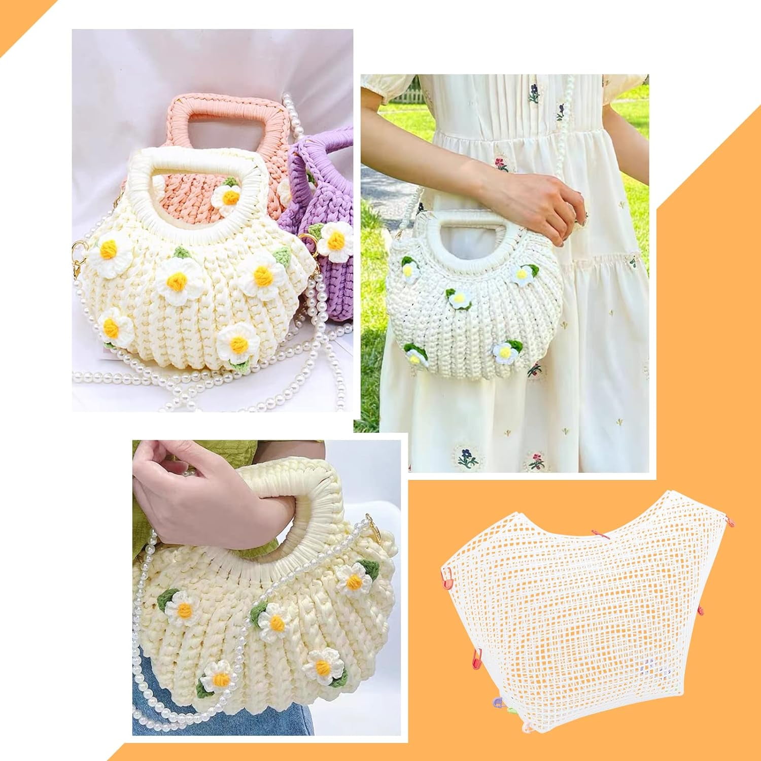 6 Sets Clear Mesh Plastic Canvas Sheets for Embroidery Blank Needlepoint Canvas Sheets for Crochet Bag Making DIY Purse Stitch Kits for Acrylic Yarn Knit Crochet Projects 20.1x12.6 Inch