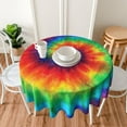 thumbnail image 6 of Tie Dye Round Tablecloth 60 Inch Washable Reusable Decoration Table Cover for Kitchen Party, 6 of 6