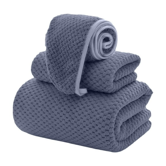 3-Piece Extra Large Microfiber Bath Towel & Shower Cap Set - Oversized Super Soft Absorbent Bath Sheets, for Hotel, Bath & Gym Use （ Gray ）