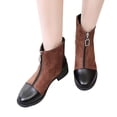 thumbnail image 1 of LSLJS Pointed Thick Heeled Front Zippered Low Plush Short Boots, 1 of 6