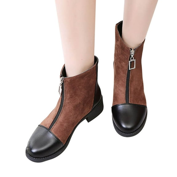 POROPL Womens Ankle Boots Pointed Toe Zip Up Fleece Shoes,Boots for Saving Size 6.5