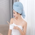 thumbnail image 2 of Hair Towel Hat Absorbing Large Wrap with Elastic Strap Fast Drying Anti Frizz Solid Color Towel Wrap, Bath Towel, 2 of 5