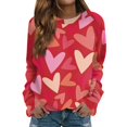 thumbnail image 2 of Valentines Day Outfit Womens Cute Heart Sweater Crewneck Sweatshirts Casual Loose Fit Long Sleeve Pullover Tops, 2 of 5