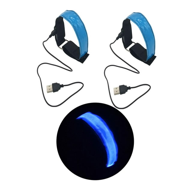 Brazaletes LED recargables por USB Cola Accesorios para Corredores de alta visibilidad Correas de regalo Azul
