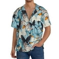 thumbnail image 3 of Honeii 's Butterflys for men's short-sleeved button-up collared shirt featuring a pocket, perfect for beach vacations, and travel adventures., 3 of 5