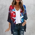 thumbnail image 2 of JURANMO Shawl with Sleeves for Women 4th of July American Flag Chiffon Cardigans Summer Casual Cover Up Kimonos Cardigan Plus Size 3/4 Sleeve Tops Multicolor XXXL Prime Sales, 2 of 6