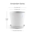 thumbnail image 3 of Ecopots Amsterdam Durable Modern Round Indoor/Outdoor Recycled Based Composite Flower Pot Planter w/ Water Reservoir, Pure White, 12", 3 of 4