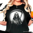 thumbnail image 2 of Grim Reaper Spooky Portrait T-Shirt, Horror Villain Theme Halloween Tee, 2 of 5