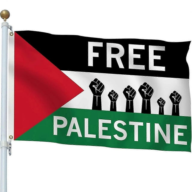 3X5 Ft Free Palestine Flag Outdoor Flag, Free Palestine Flag 100D Polyester Durable Oxford Sleeve with 2 Brass Grommets
