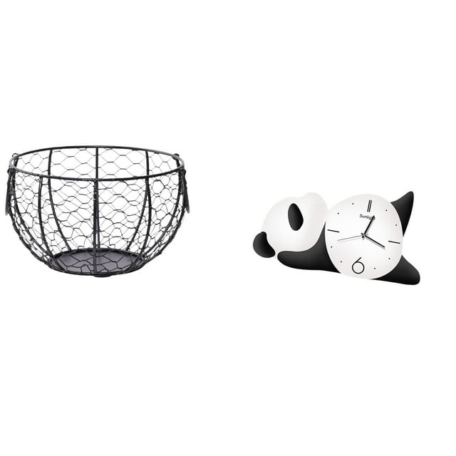 Cesta De Alambre Para Guardar Huevos, Tejida A Mano, Para Frutas Y Verduras, Para Cocina, Baño, Con Forma De Panda, Reloj De Pared, Práctico, Resistente, Moderno Y Bonito, Para Decoración