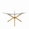thumbnail image 2 of Aloyse Dining Table in Gold, Tempered Glass Dining Table, Stainless Steel Dining Table, Round Dining Table, Glass Dining Table, Dining Room Table, Kitchen Dining Table with Gold Base, Modern Dining Ta, 2 of 3