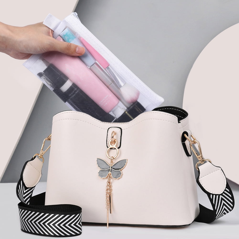 6pcs Multipurpose Nylon Mesh Transparent Cosmetic Bag Makeup