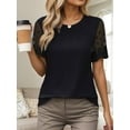 thumbnail image 3 of Weardear Womens Short Sleeve Tops Pleated Round Neck Casual T Shirts Blouses, 3 of 6