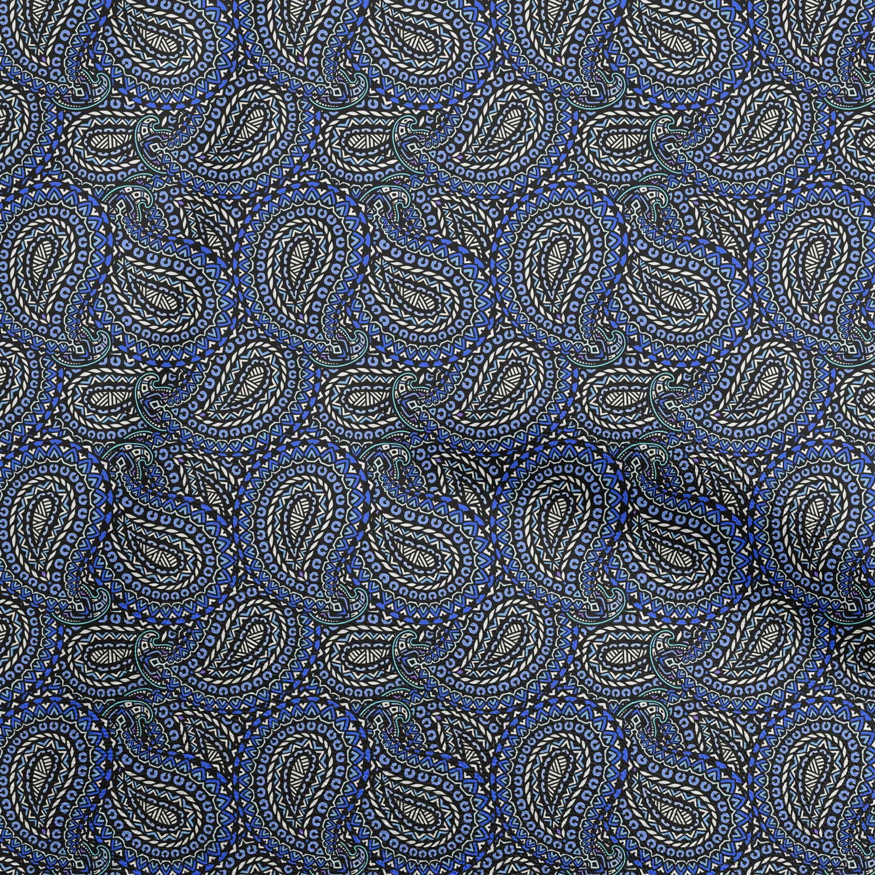 oneOone Velvet Black Fabric Asian Paisley Block Sewing Craft Projects Fabric Prints By Yard 58 Inch Wide