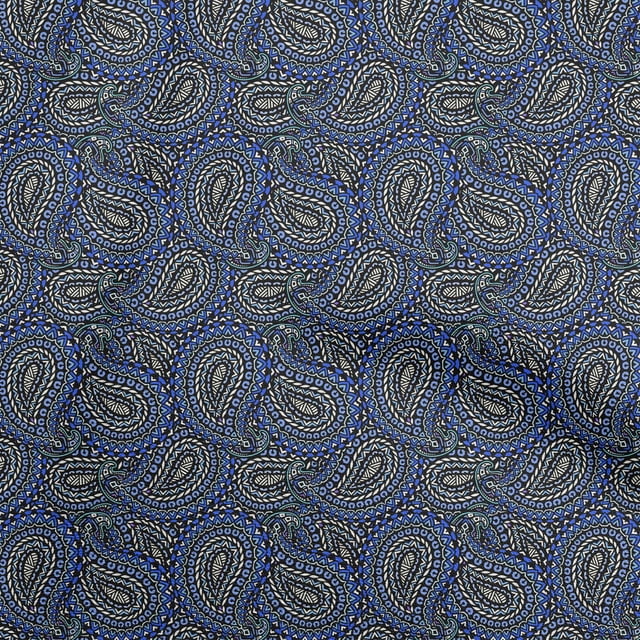 oneOone Velvet Black Fabric Asian Paisley Block Sewing Craft Projects Fabric Prints By Yard 58 Inch Wide