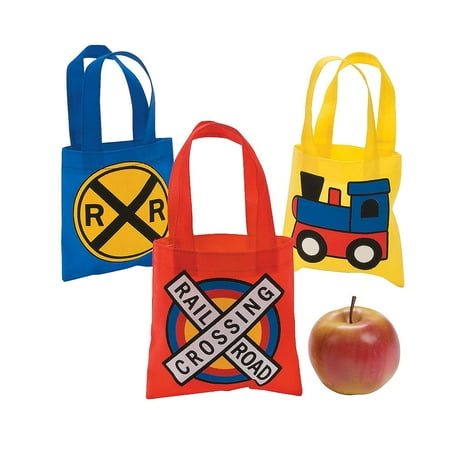 Mini Train Party Tote Bags - Favor Bagss - 12 Pieces