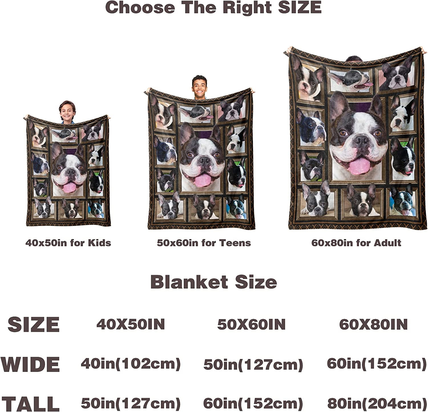 French Bulldog Blanket for Women Men, French Bulldog Gifts for Dog Lover, Super Soft Fuzzy Dog Throw Blanket French Bulldog Decor Plush Gift for Birthday Christmas 60x80 inch