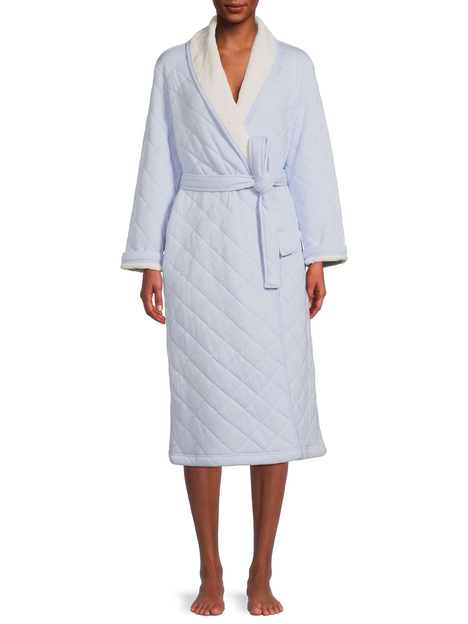 Joyspun Women's Quilted Robe, Sizes up to 3X