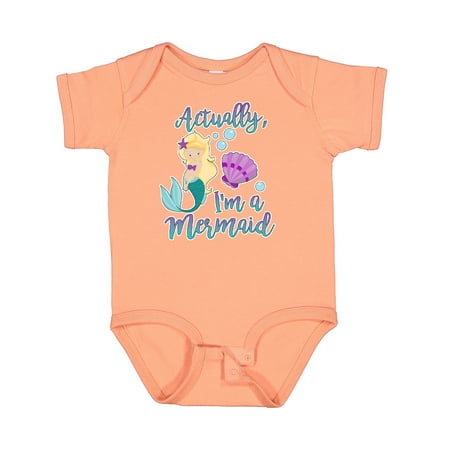 

Inktastic Actually Im a Mermaid with Seashell and Bubbles Gift Baby Girl Bodysuit