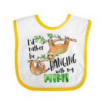 Inktastic Id Rather Be Hanging with My Mimi Cute Sloths Boys or Girls Baby Bib