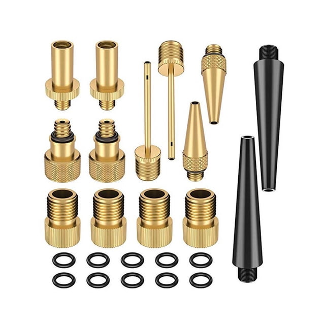 Miangastore 1 Set Adapter Set Car Adapter Kit Set For Bike Floor Pump Air Mat Ball Pump Needle Nozzle Converter Kit (Golden)