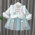 thumbnail image 4 of KAUOD Toddler Girls Lined Fleece Tulle Dress Baby Cute Lace Embroidery Thick Warm Fall Winter Dress Coats Padded Plush Skirts, 4 of 8