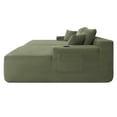 thumbnail image 5 of FFH 69"W Double Chaise Lounge Indoor Furniture, Convertible Sleeper Sofa Chair Plush Boneless Cloud Couch with Cup Holders and Side Pockets, Green, 5 of 6