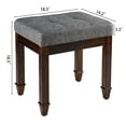 thumbnail image 3 of JESONVID Solid Wood Upholstered Vanity Bench, Fabric Tufted Foot Stool Small Vintage Ottoman with Padded Cushion Seat Carved Footrest Rustic Legs for Bedroom Living Room Light Grey 318DG, 3 of 8