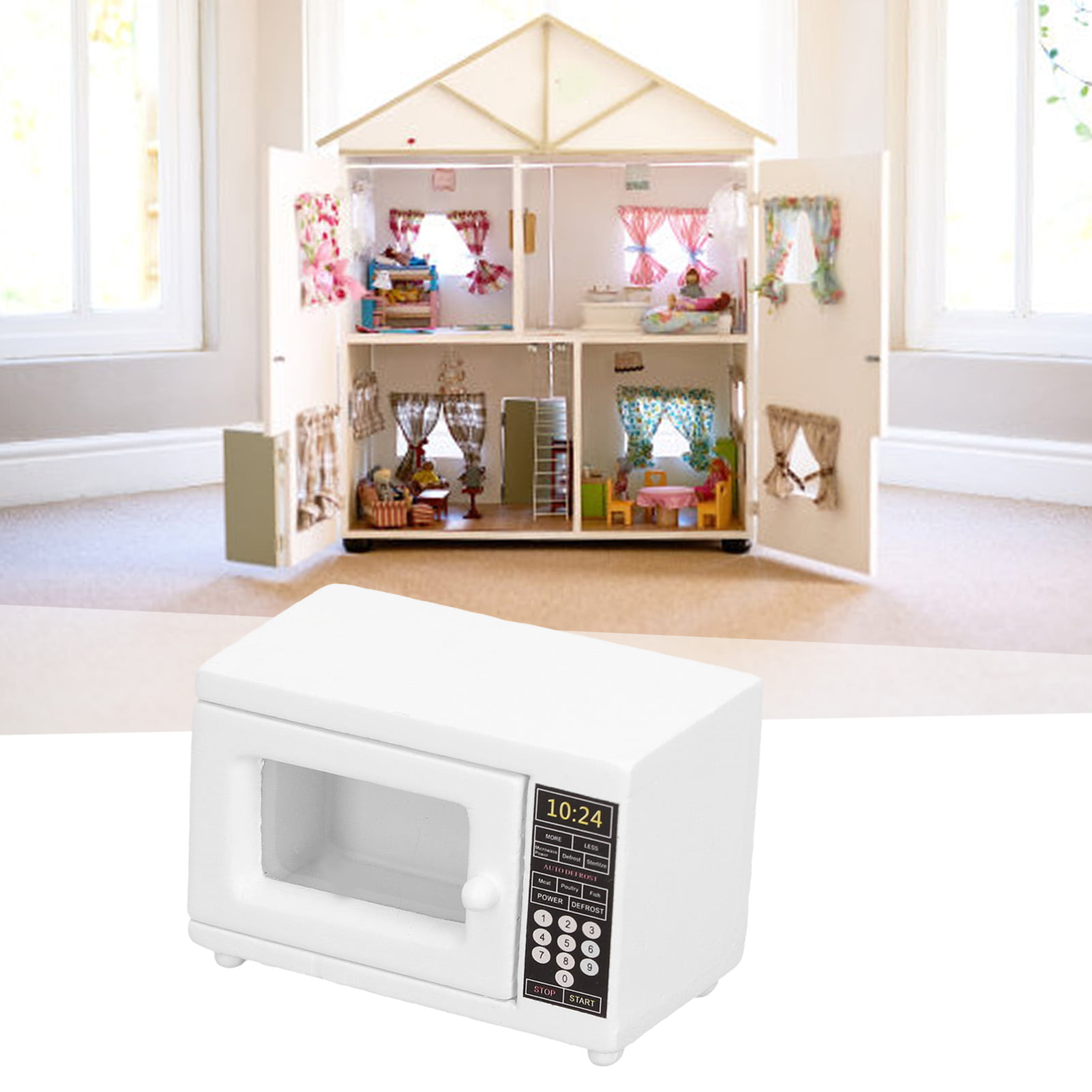 Miniature Microwave Oven, Mini Microwave Oven Model Exquisite Beautiful  Mini Portable Vivid Delicate Composite Wood For Dollhouse Decorations