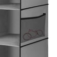 thumbnail image 5 of Hanging Shoe Shelves, 5 Shelf Cloth Closet, Clothing Storage Organizers w/ 6 Side Mesh Pockets, Portable Suspended Hanger Holder, Wall/Over the Door Foldable Design for Wardrobe Bed Bathroom, Brown, 5 of 7
