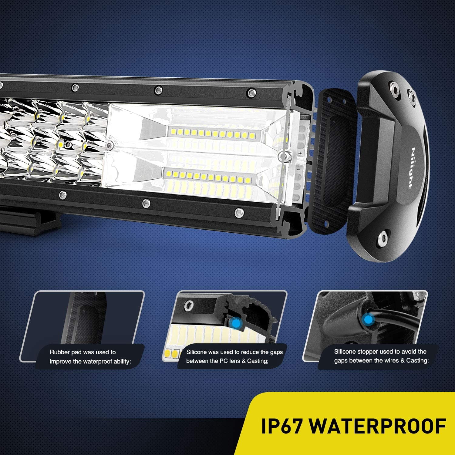 Nilight LED Light Bar 2PCS 12Inch Triple Row Flood Spot Combo Beam Super Bright Led Bar Driving Lights Boat Lights Led Off Road Lights for Trucks,2 Years Warranty