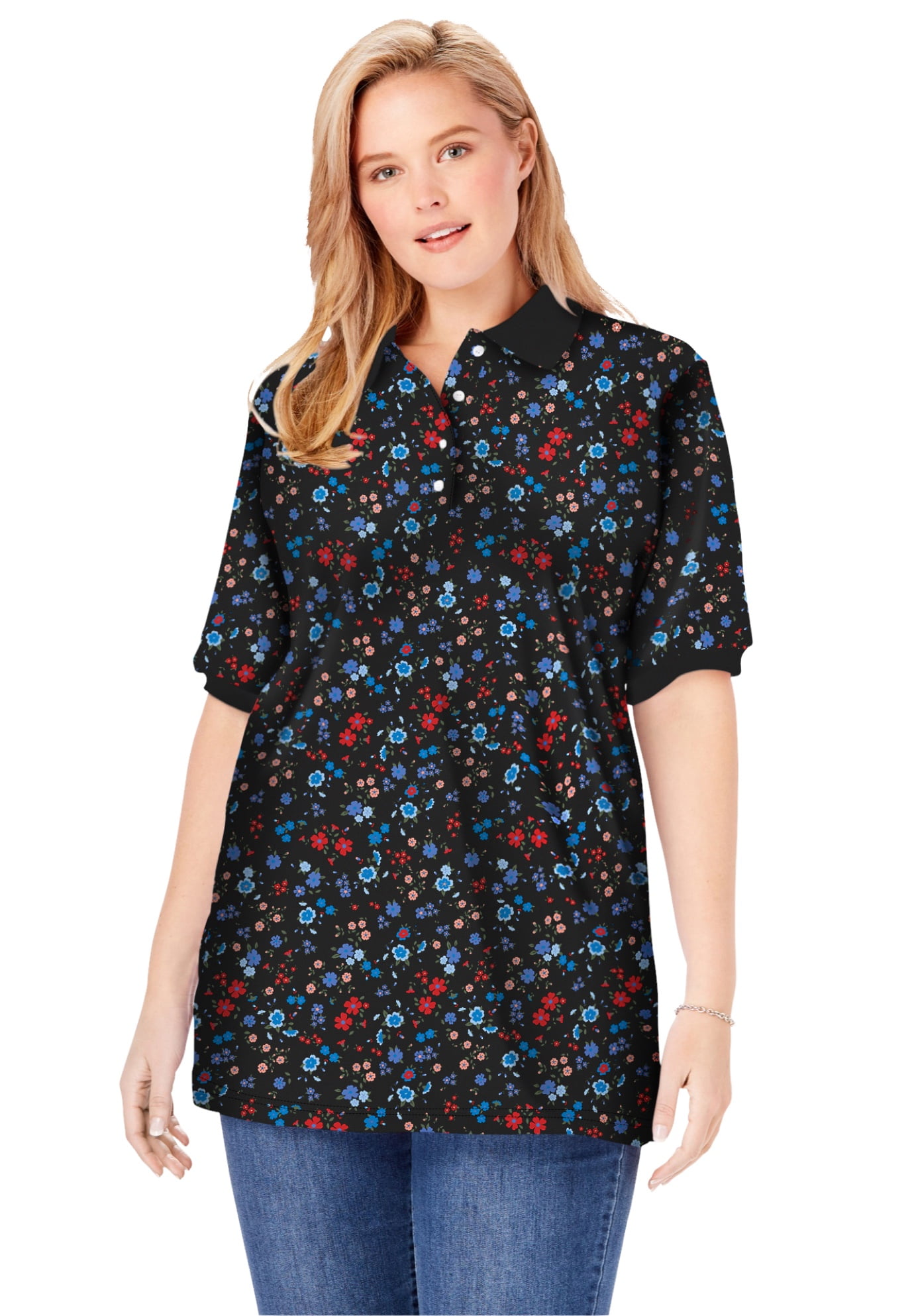 women's tunic length polo shirts