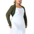 thumbnail image 5 of Agnes Orinda Women's Plus Size Long Sleeve Open Front Sheer See Through Mesh Bolero Shrug Crop Cardigans 1X Army Green, 5 of 6