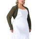 thumbnail image 4 of Bolero de malla transparente de manga larga para mujer de tallas grandes Agnes Orinda, con frente abierto, en color verde ejército, talla 1X, 4 of 5