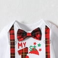 thumbnail image 4 of WIBACKER Baby Boys First Christmas Santa Outfit Infant Bowtie Gentleman Romper Plaid Pants with Hat, 4 of 7