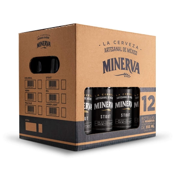 CERVEZA MINERVA | Cerveza Minerva Stout 12 Pack | 12 Cervezas Artesanales De 355 ml Cada Una | Cerveza Artesanal Stout | Sabor intenso a café y chocolate | ¡La Cerveza Artesanal D