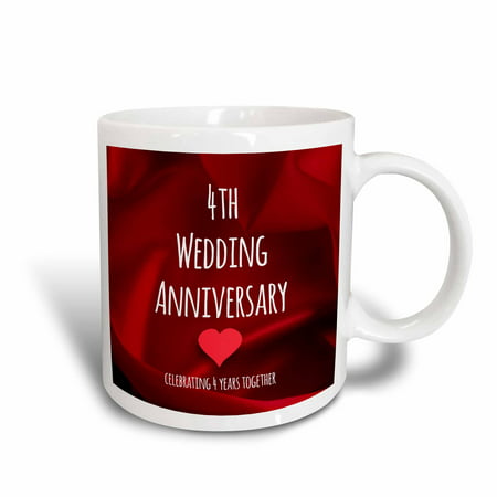 3dRose 4th Wedding  Anniversary  gift  Silk celebrating 4 