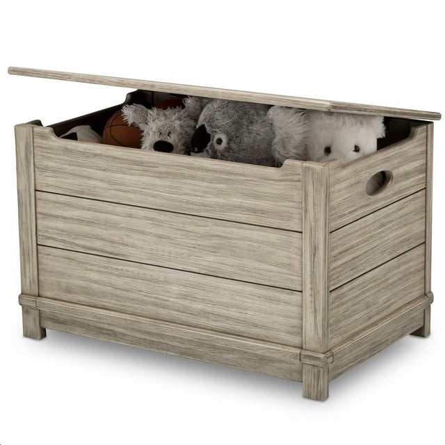 Delta Children Monterey Farmhouse Kids Bedroom Hope Chest Toy Box, Rustic White