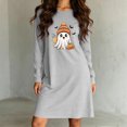thumbnail image 6 of Taqqpue Womens Sleepshirt Long Sleeve Crew Neck Cotton Nightgown Halloween Graveyard Print Oversized Knee Length Casual Pullover Lightweight Sleep Gown for Women All Plus Sizes, 6 of 6