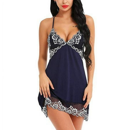 Viworld Women s Lace Satin Lingerie Sleepwear Night Gown Babydoll Nightie Robe Plus Size