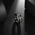 thumbnail image 4 of Jewmon 8mm Simulated Diamond Inlay Tungsten Men's Ring Black Tungsten Carbide Ring CZ Wedding Band, 4 of 8