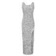 thumbnail image 4 of Elainilye Fashion Women's Formal Dresses Tassel Suspenders Sequin Dress Split Fork Full Dresses Banquet Evening Dress,White, 4 of 6
