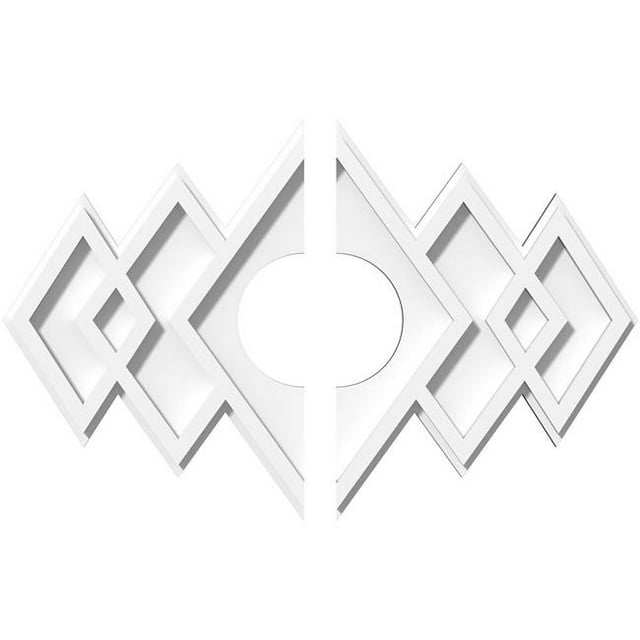 Ekena Millwork CMP18X12ZE2-04000 4 in. ID x 5.5 in. Rectangle Zoe Architectural Grade PVC Médaillon de Plafond Contemporain - 2 Pièces