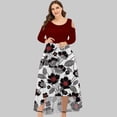 thumbnail image 2 of Pompotops Robe de Soirée Sans Bretelles à Manches Longues Dégradé Imprimé Floral Col Rond Aguichant pour Femmes Grande Taille Ourlet Irrégulier, 2 of 4