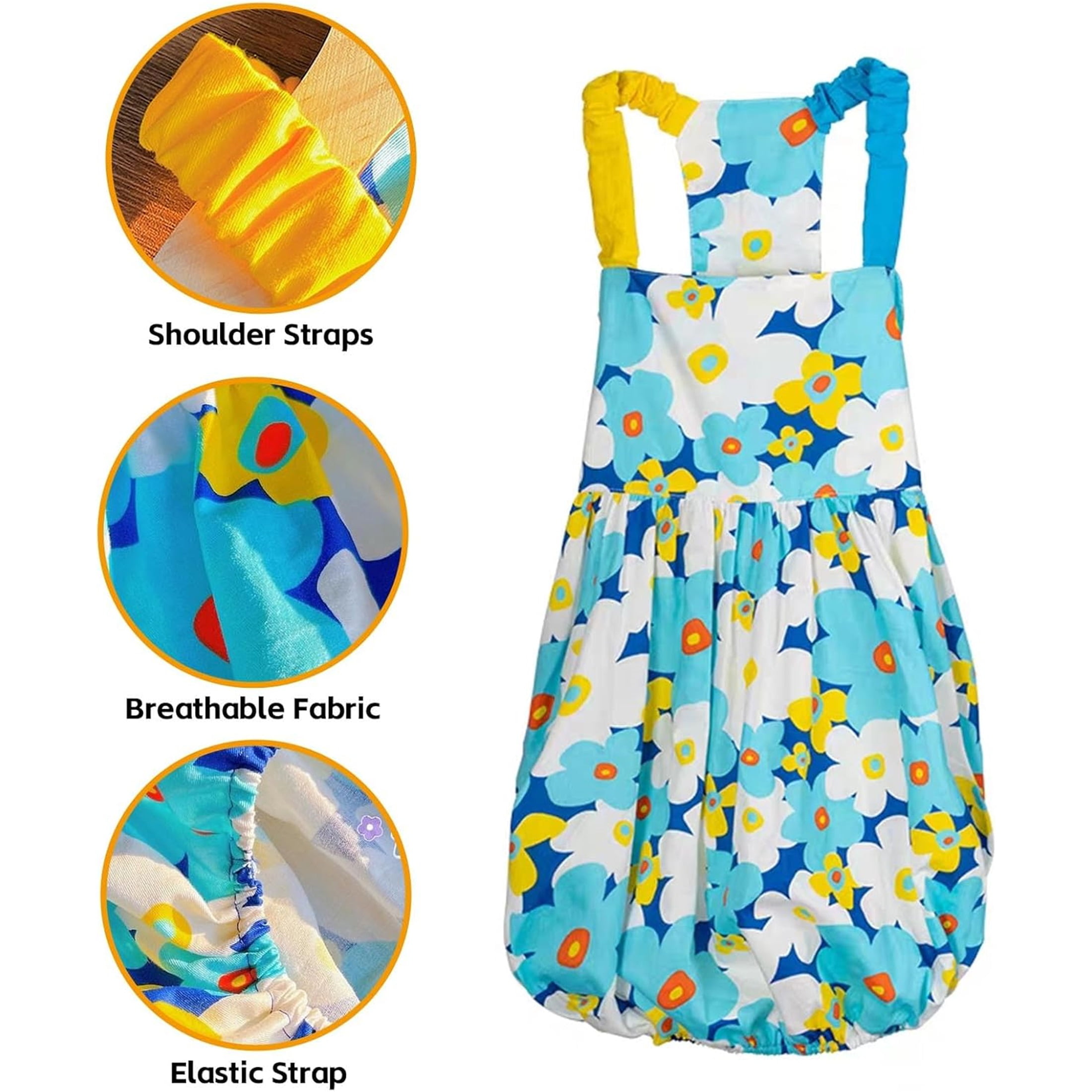 UOSIA Large Dog Dresses for Female Dogs Soft Breathable Puppy Suspender Skirt,7XL,Blue Floral