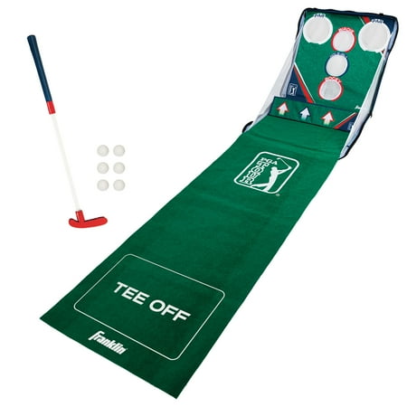 Franklin Sports Putting Green Game - PGA Whirlball Golf - Whirlball Target with Putting Matt - Height Adjustable Putter & 6 Foam Balls - Fun for Adults & Kids