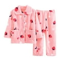 thumbnail image 2 of MEZZALL Cozy Flannel Long Sleeve Outfit Sets For Girls Cute Cartoon Print Kids Sleep O-Neck Tops Pants Leisure Cold Weather Autumn Winter Nightwear Outfits Soft Clothing Sets, 2 of 4